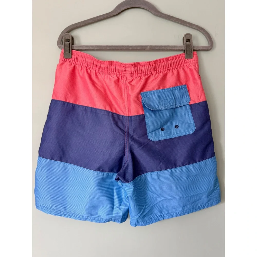 Vineyard Vines Chappy Swim Trunks Bathing Suit Blue Pink Stripes Boys'  Large/16